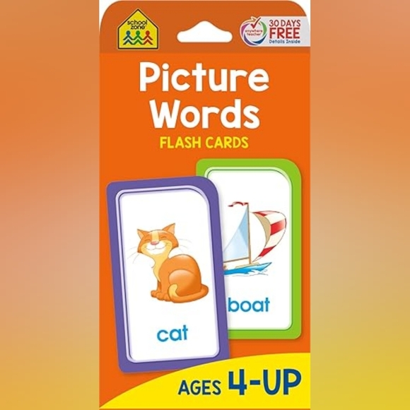 School Zone Picture Words Flash Cards  Ages 4 and Up Phonics Sight Words - Picture 1 of 6